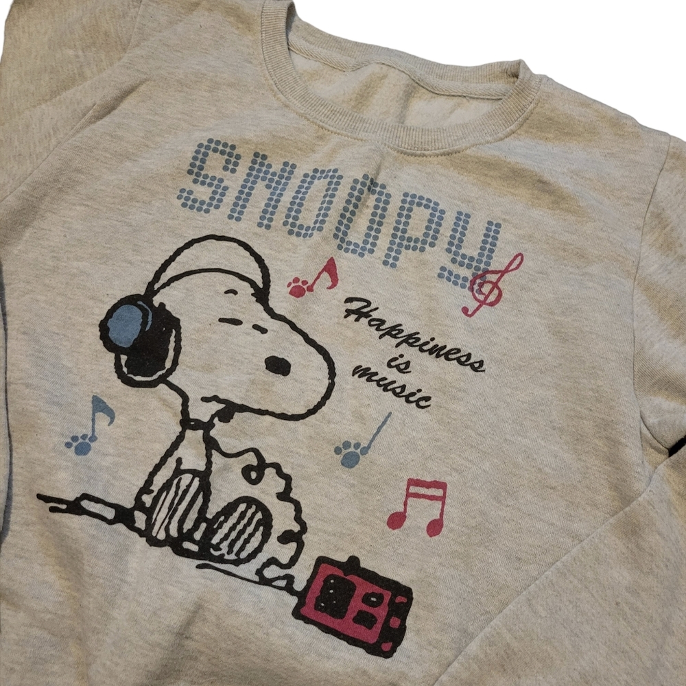 Vintage Y2K Peanuts SNOOPY Grey Crewneck Sweatshirt Sweater Size: M - Picture 3 of 4